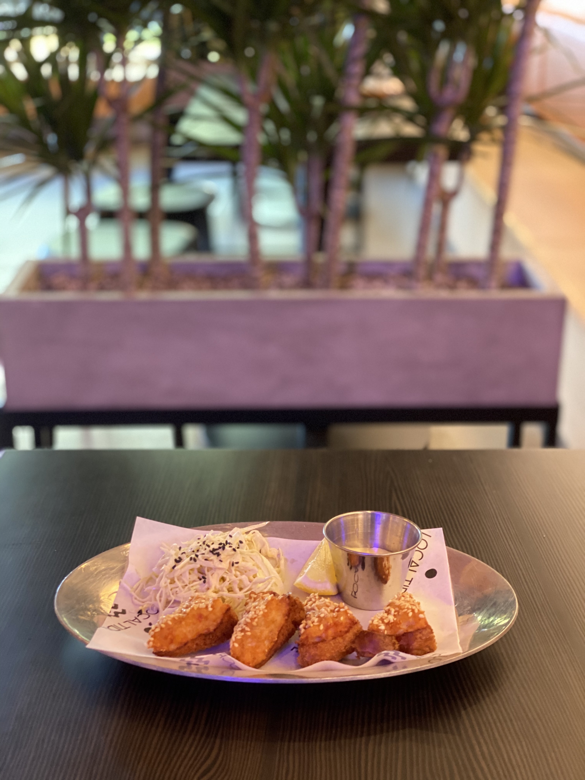 Shrimp toast on a plate.