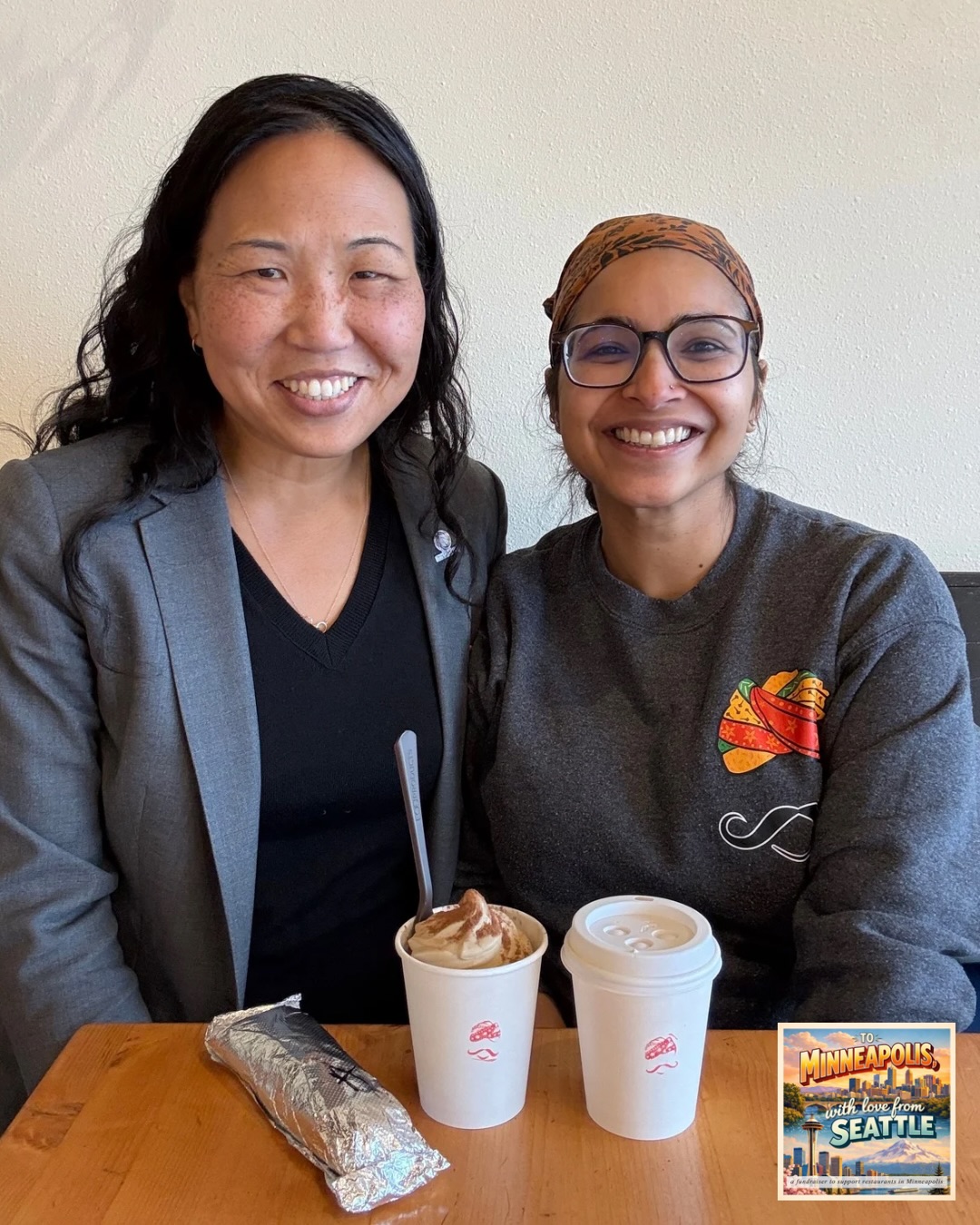 To Minneapolis, with love from Seattle ❤️

Showing up in solidarity and support for Seattle small businesses contributing funds to support Twin Cities small businesses and immigrant communities!

1️⃣ Laura x Aakanksha, co-owner of @spicewaala 

2️⃣ Kylie x Mahmoud, co-owner of @mintish_coffee 

Both businesses are donating a percentage of total sales!

3️⃣ Check out the growing list of participating small businesses each of whom is making financial contributions to small businesses in Minneapolis-St.Paul

Bonus: Intentionalist is increasing our Twin Cities e-gift card matching pool to $2500 and we’re continuing to try to raise additional funds to be able to match as much of the inspiring small business contributions as possible!

Eat-Drink-Shop #SpendLikeItMatters

#seattlesmallbusiness #seattlefoodie #mainstreetmatters