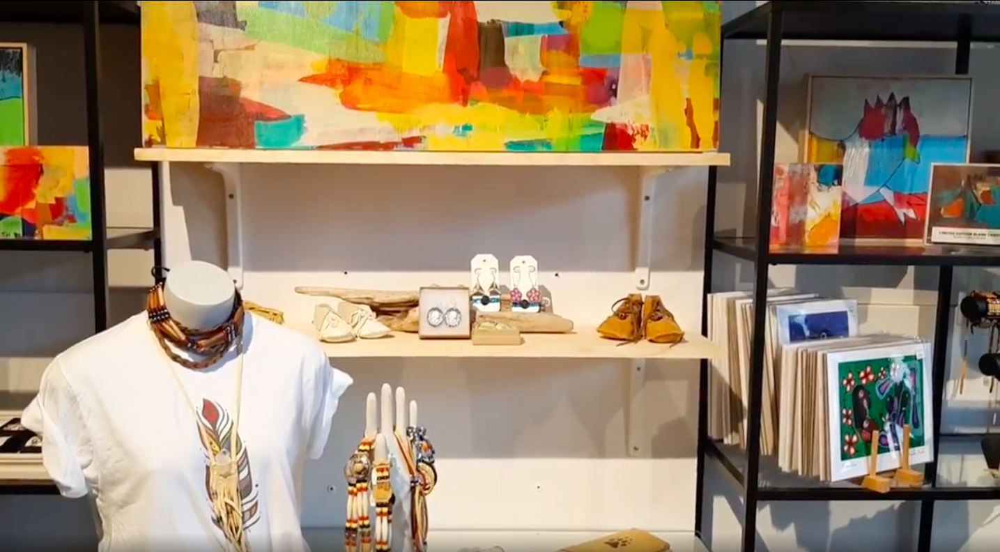 Shirts, jewelry, and art on display