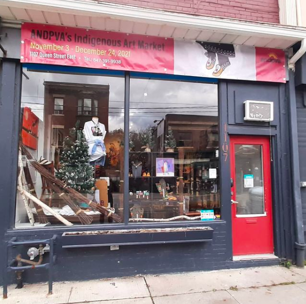 Storefront window display for ANDPVA Indigenous Art Market