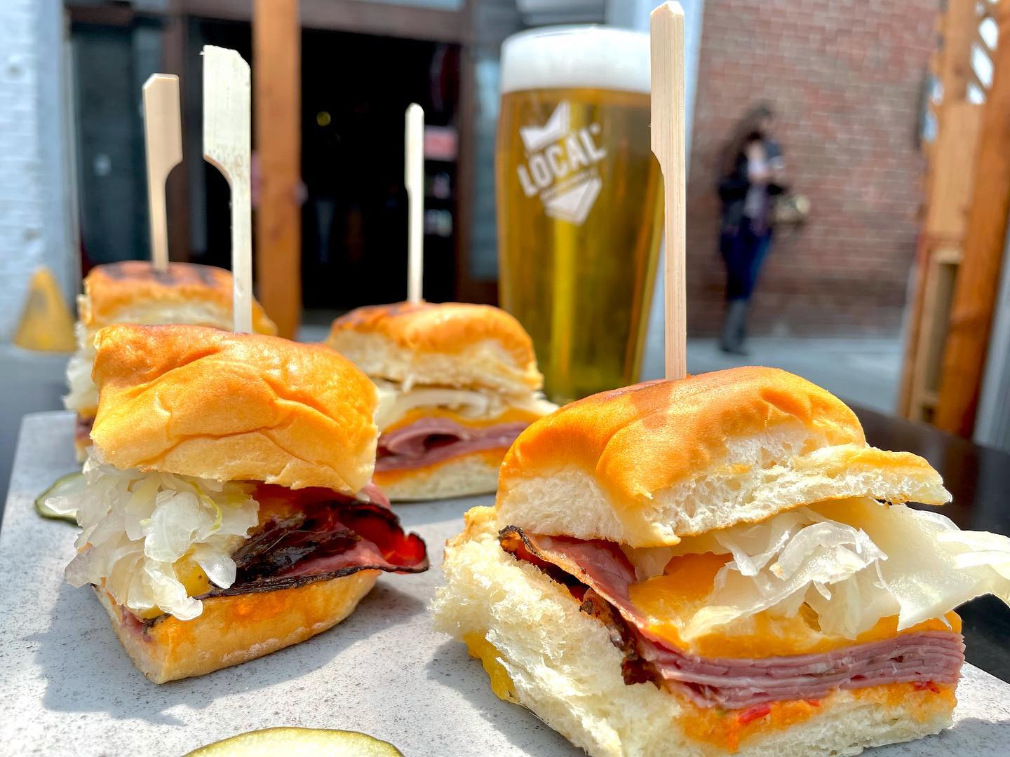Sliders and a beer from Local Brewing Co.