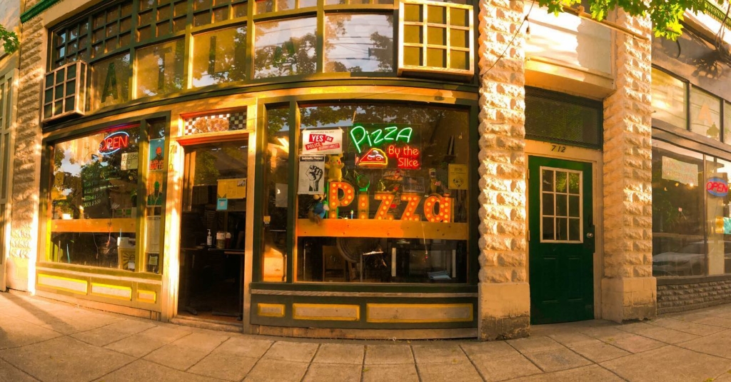 The outside of Atlas Pizza