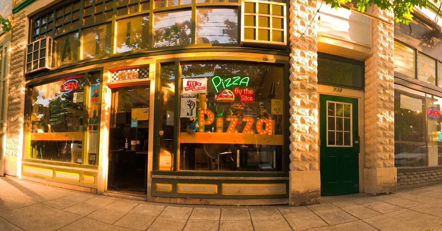 The outside of Atlas Pizza