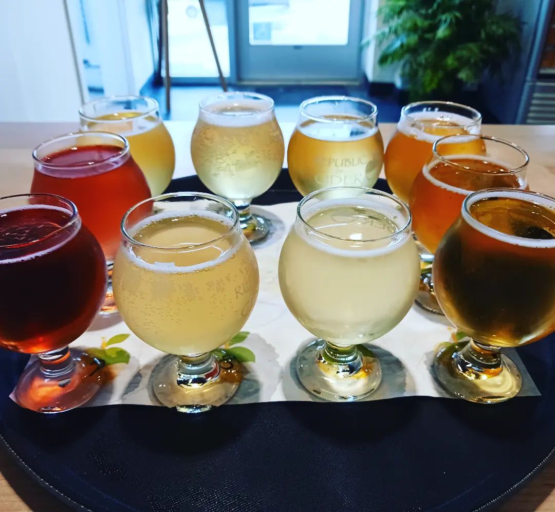 Glasses of cider at Republic of Cider