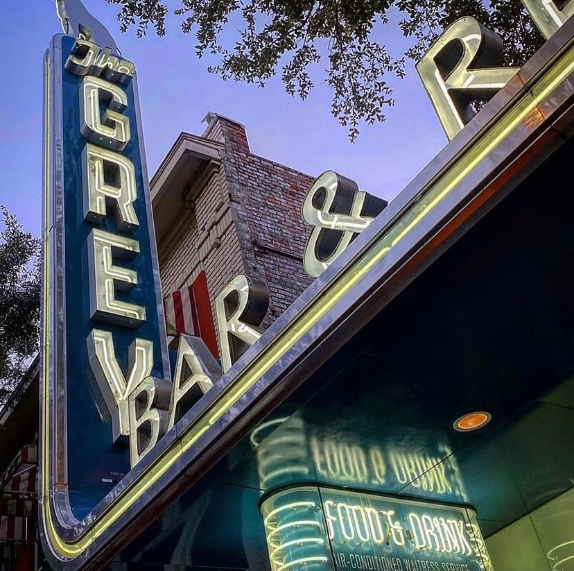 The sign outside The Grey Restaurant
