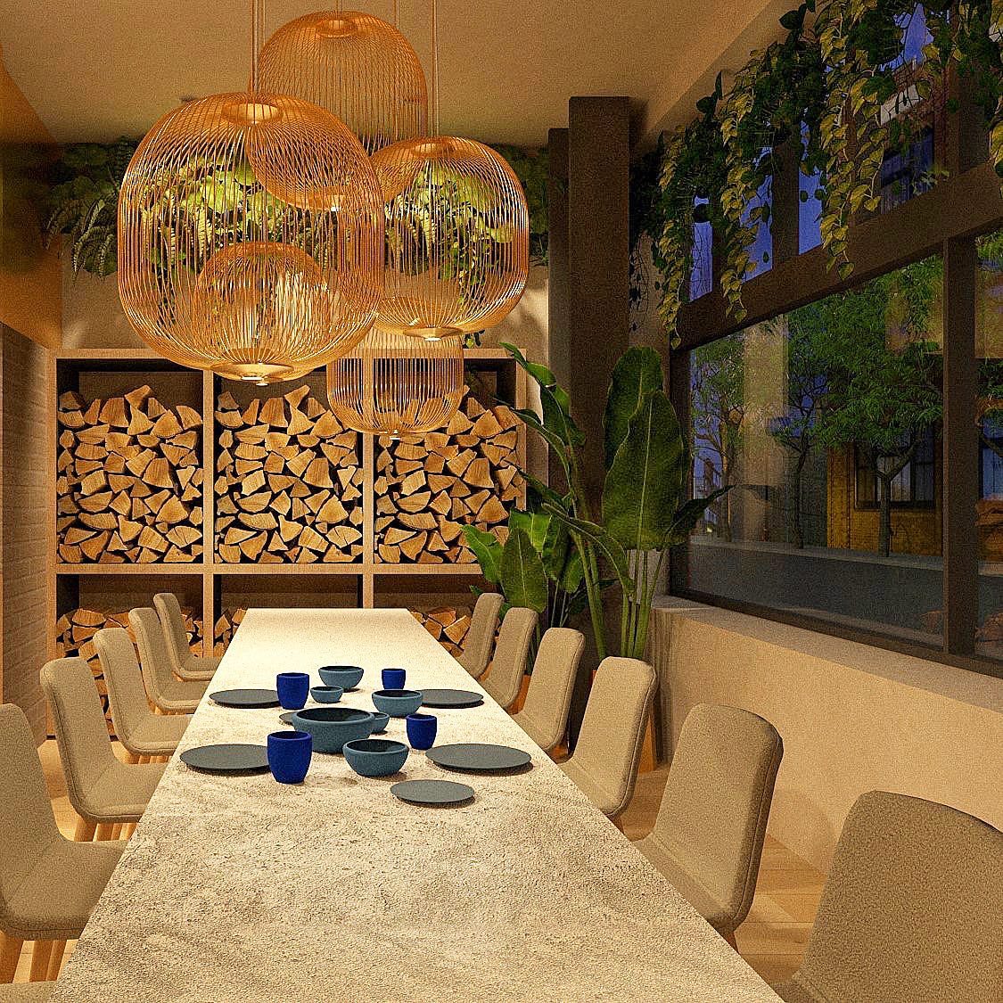 Seating in interior of restaurant