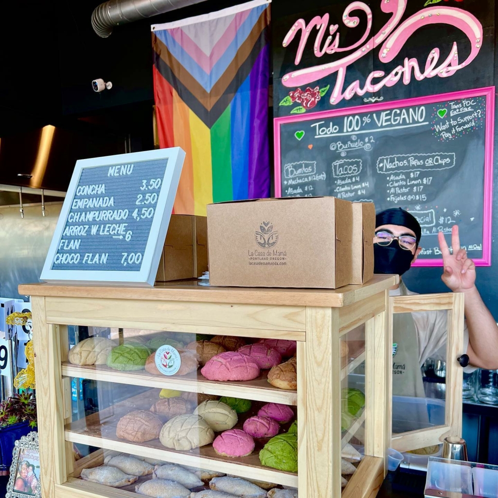 Mis Tacones menu and pastries for purchase