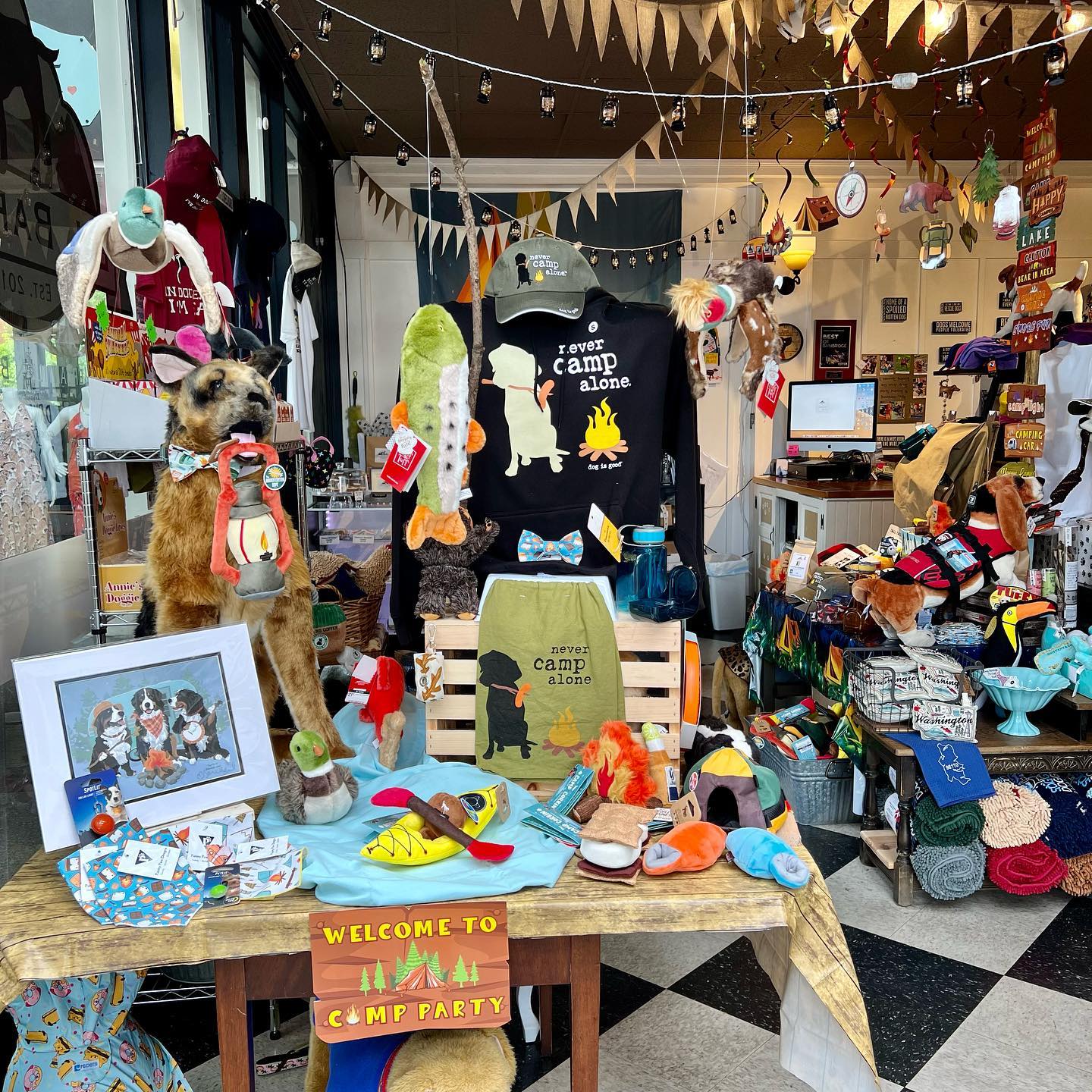 Interior of store stocked with pet supplies