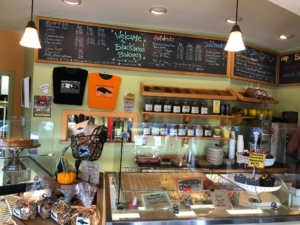 Interior of bakery and menu