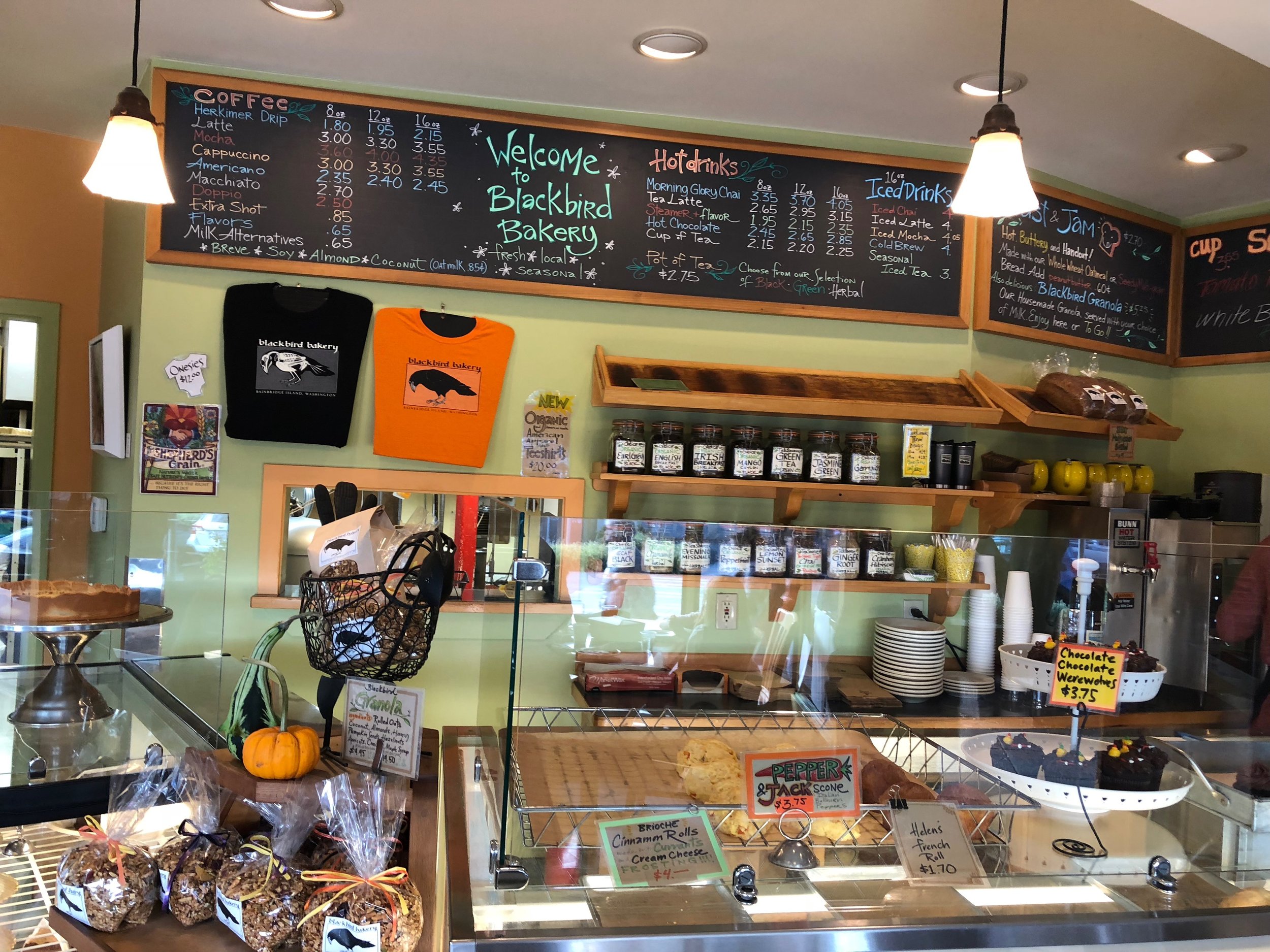 Interior of bakery and menu