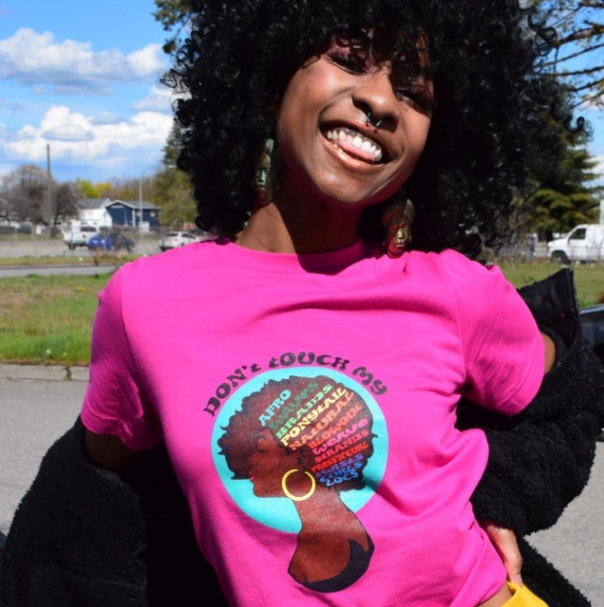 A woman modeling clothes from dom+bomb