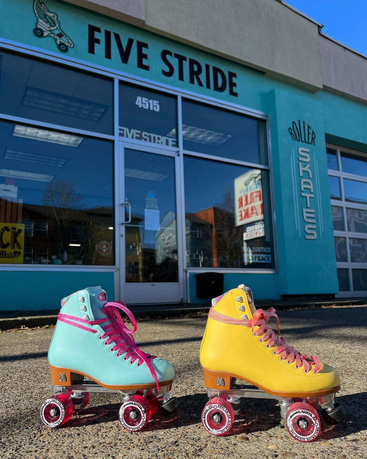 Exterior of store and rollerskates