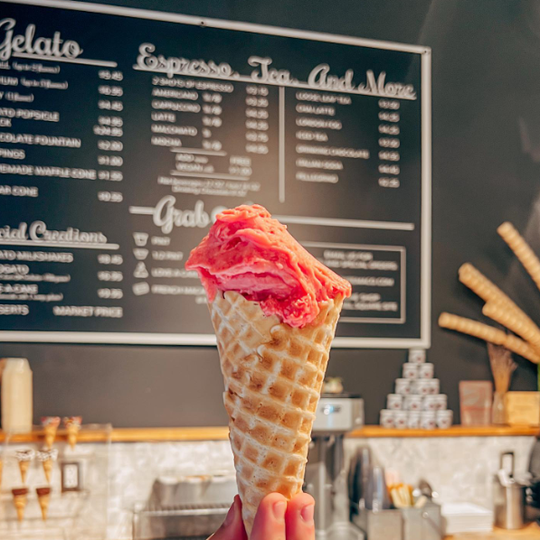 An ice cream cone from Nutty Squirrel Gelato
