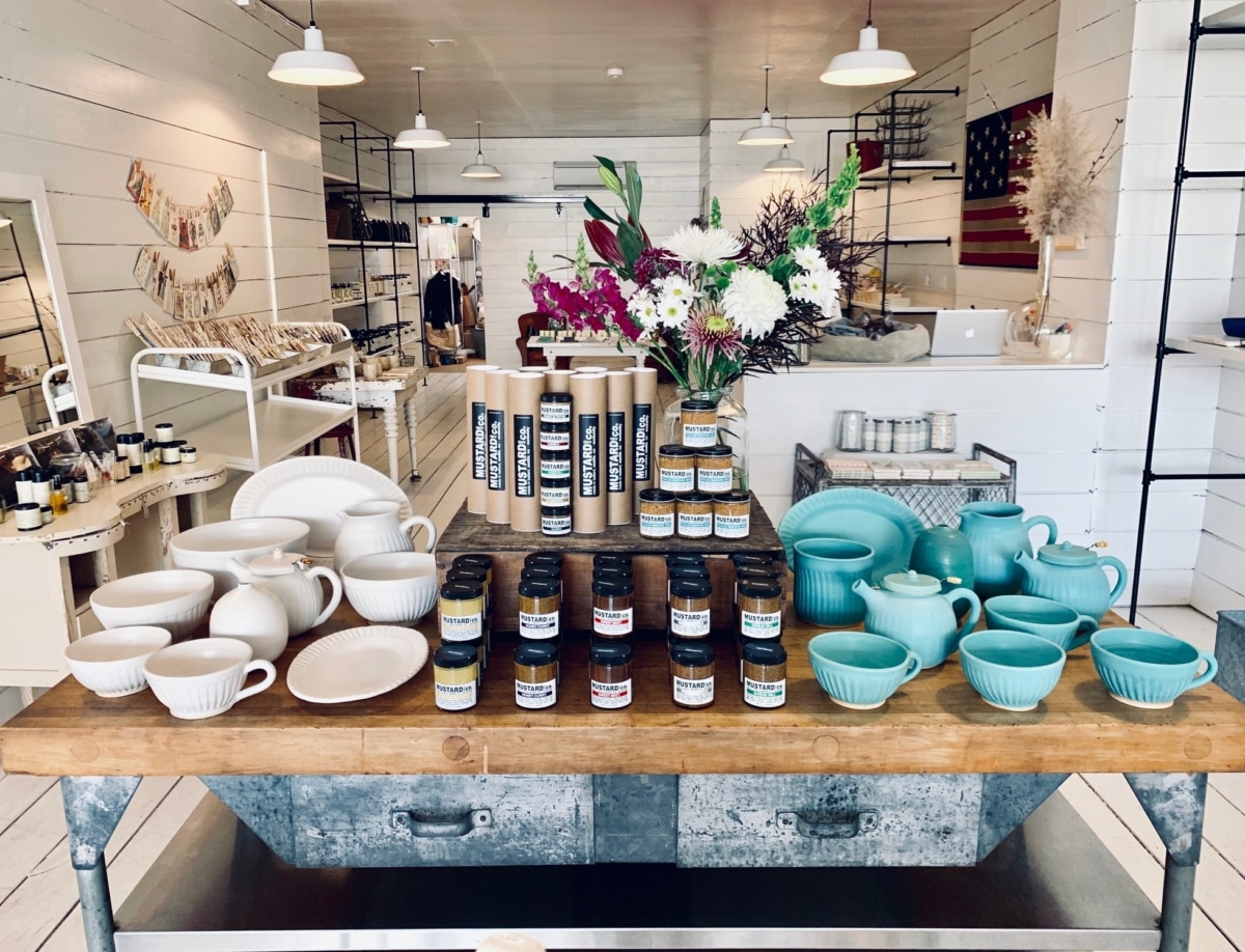 Interior of store, selection of pottery