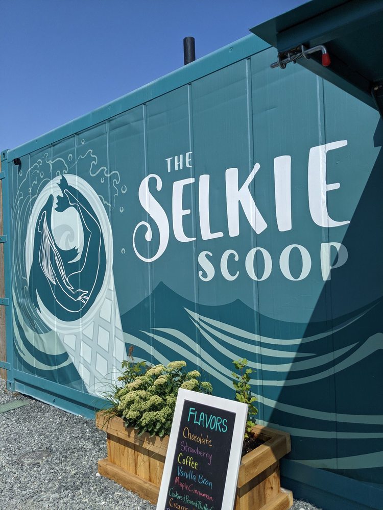 Exterior of ice cream shop and logo