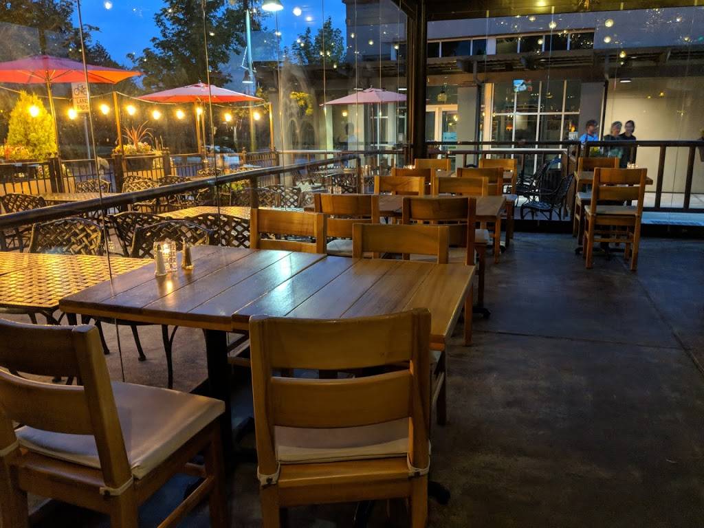 Interior of restaurant in evening