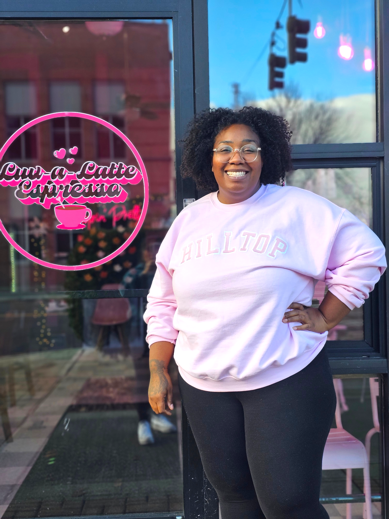 Love-a-Latte owner Aundrea McCarthy in front of her cafe