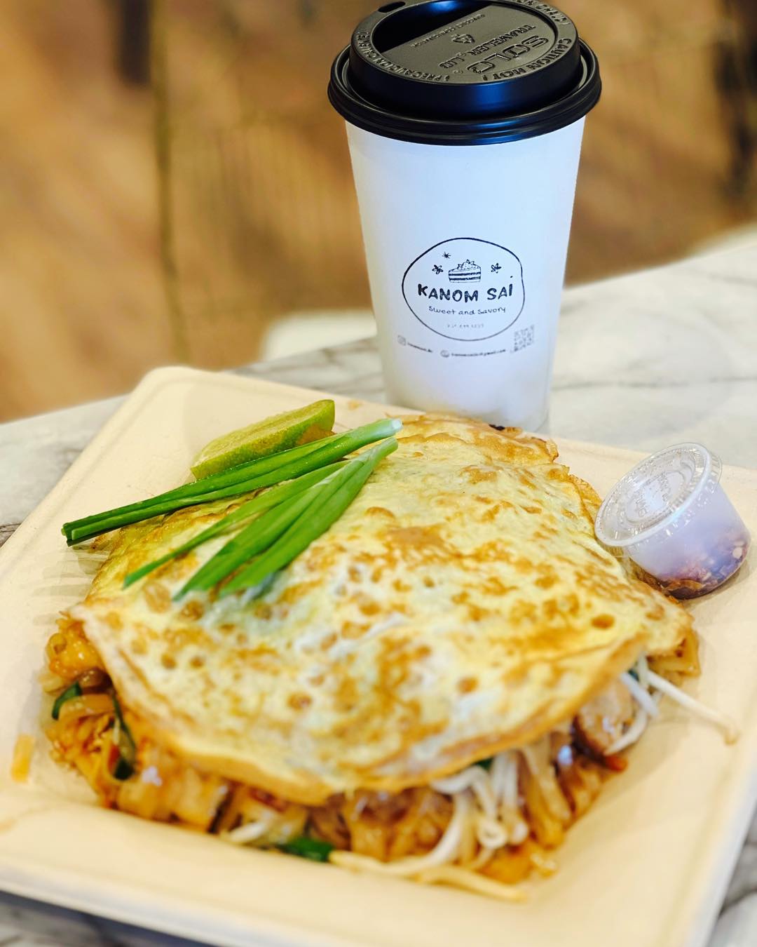 Kanom sai savory crepe and coffee